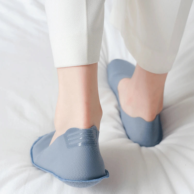 Summer Nylon Ice Silk Boat Socks Women No Show Breathable Low Cut Ankle Silicone Non-slip Invisible Thin Comfortable Bottom
