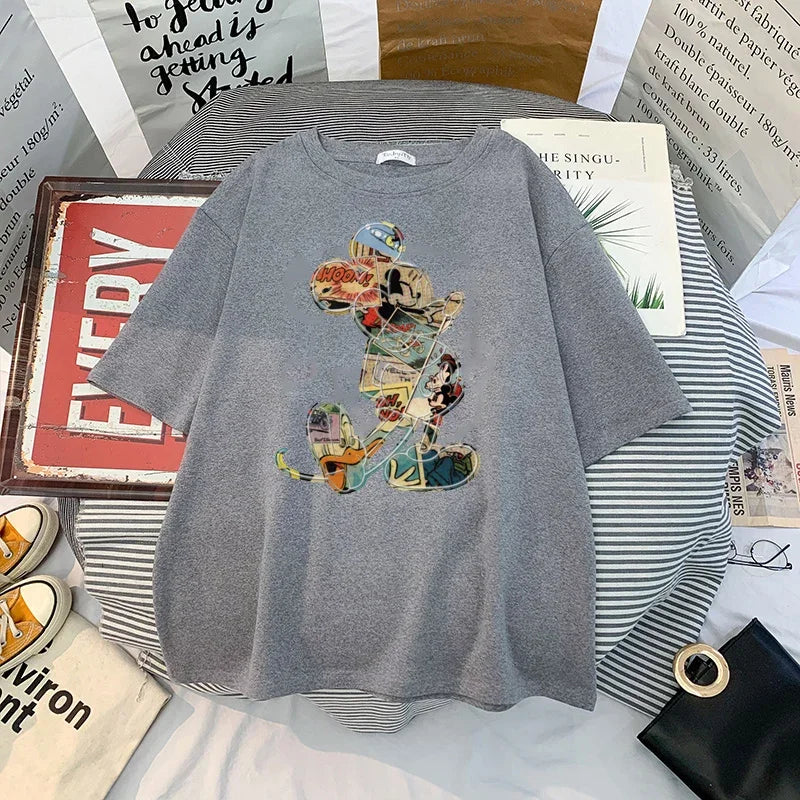Anime Women Kawaii Mickey Mouse T Shirt Men Cute Minnie Mouse T-shirt Unisex Couple Tshirt Graphic Top Tees Male Female