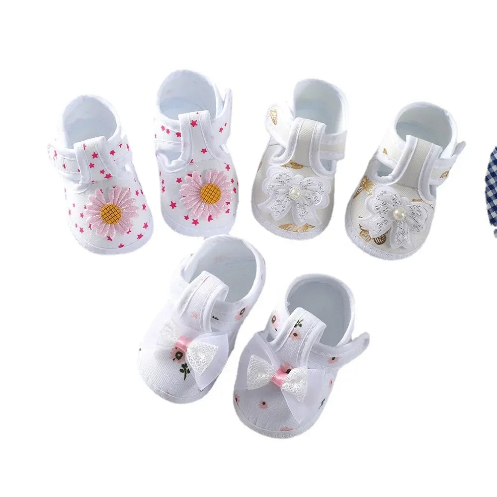Cotton Newborn Baby Shoes Cartoon Pattern First Walkers for Girl Boy Plaid Soft Sole Walking Sandals 0-12month