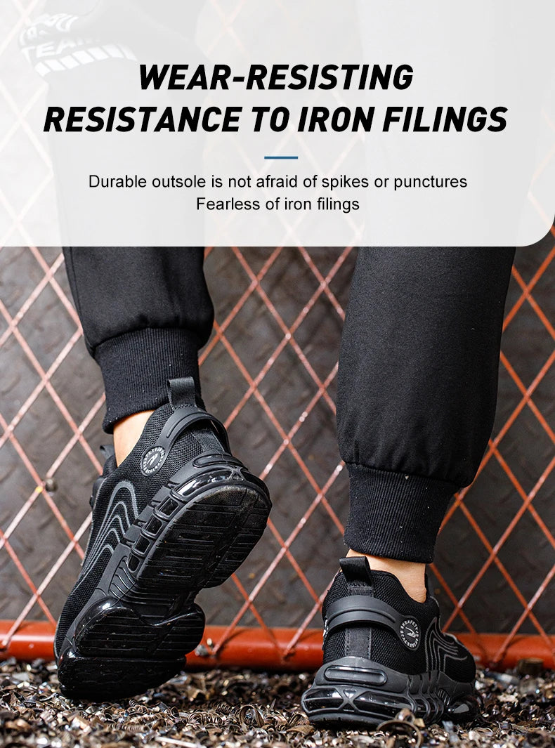 Rotating Button Safety Shoes Men Work Sneakers Indestructible Shoes Puncture-Proof Protective Shoes Work Boots Steel Toe Shoes