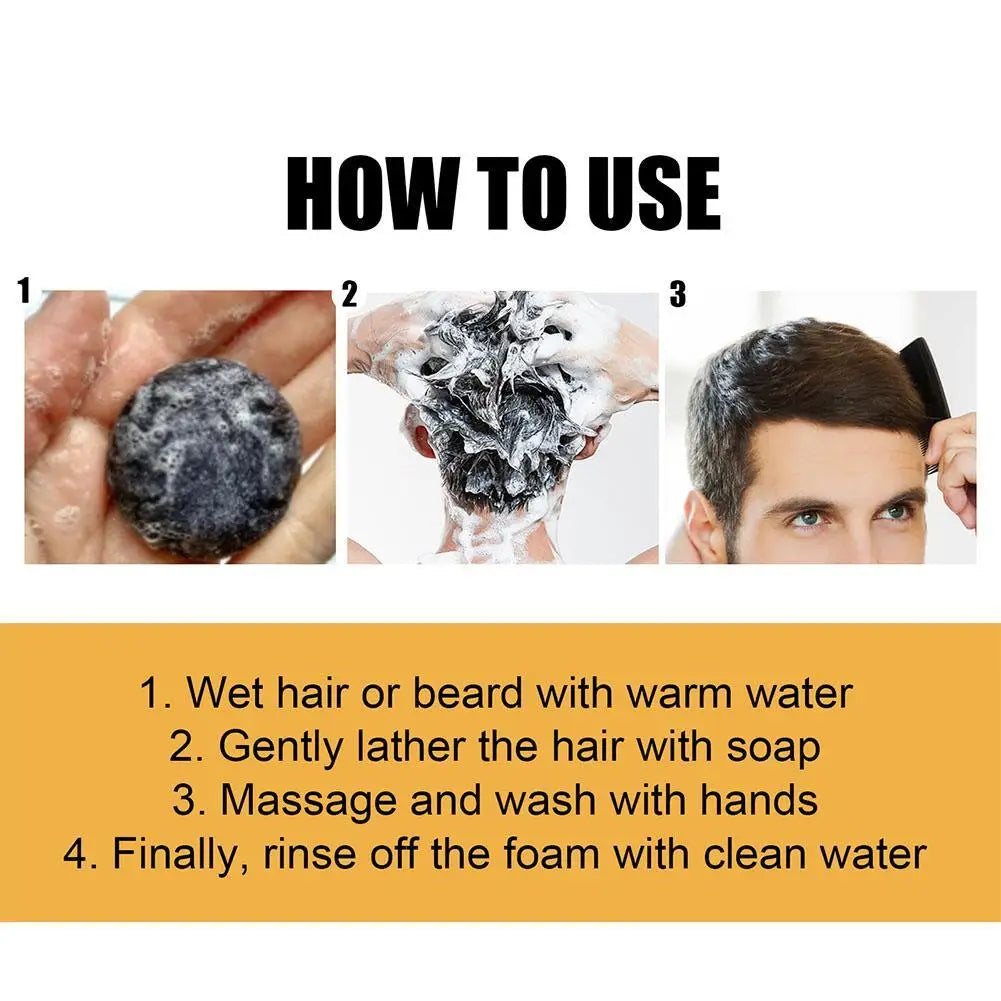 3PCS Hair Shampoo Soap Polygonum Multiflorum Shampoo Soaps Cover Gray Hair Shampoo Soap To Dye Canas Black Shampoo Bar Soap