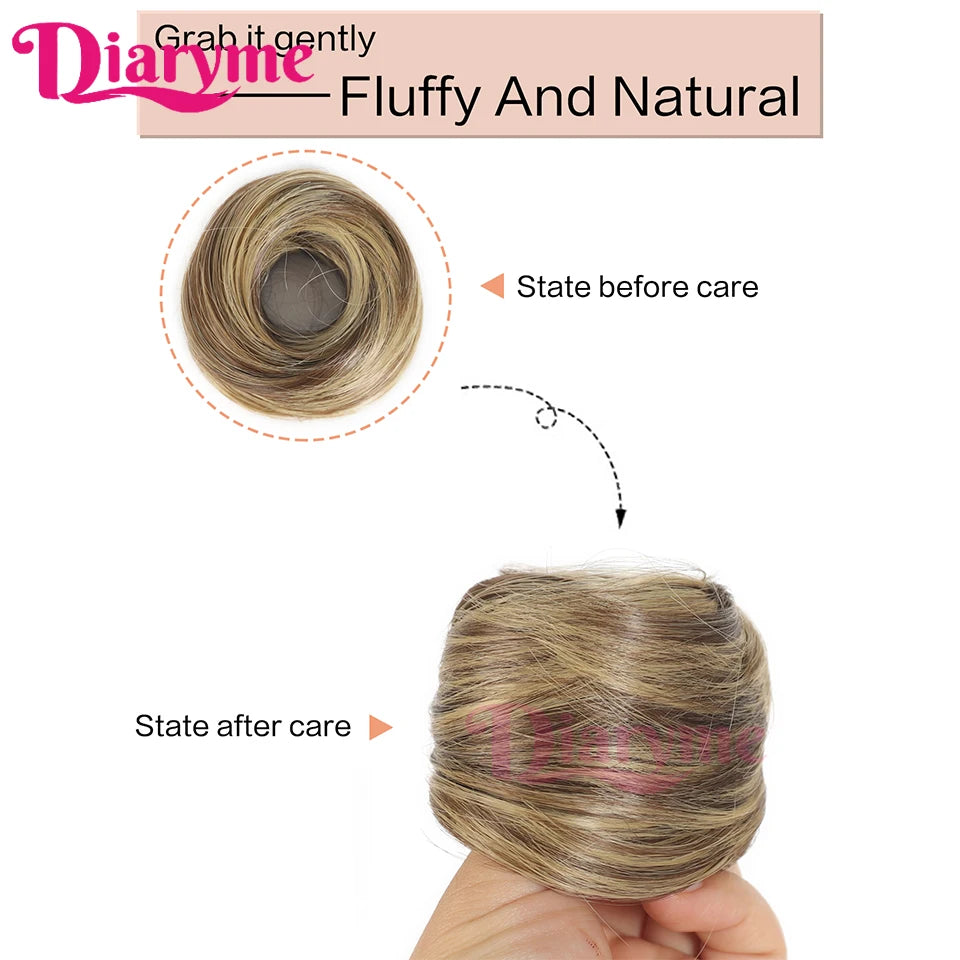 Synthetic Hair Bun Woman Straight Updo hair tie Elastic Rubber Band Chignon Hairpiece Extensions Hair Bands Natural Hairpiece fo