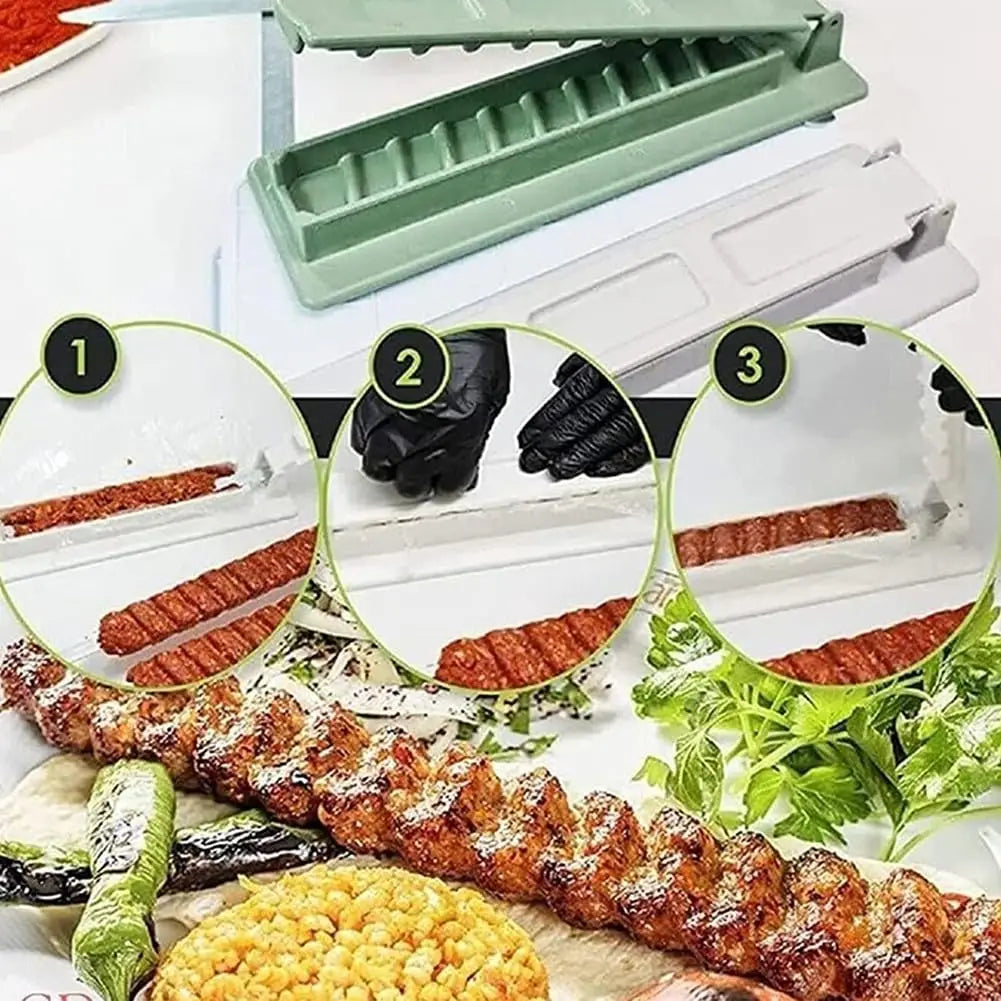 Kebab Maker BBQ Meat Skewer Barbecue Skewer Mold Reusable Turkish Kabob For Outdoor Barbecue Preparation Kitchen Grill