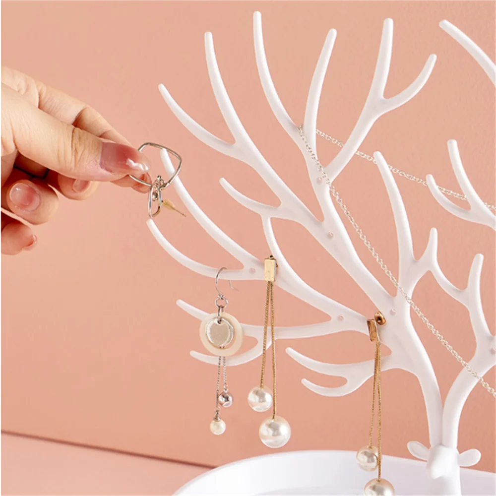 Jewelry Display Stand Tray Tree Storage Racks Earrings Necklaces Rings Jewelry Boxes Case Desktop Organizer Holder Make Up Decor