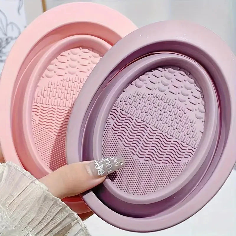 Foldable Silicone Beauty Brush Cleaner - Multi-Function Deep Cleaning Makeup Tool Bowl, Portable And Durable Puff Cleaning Tool