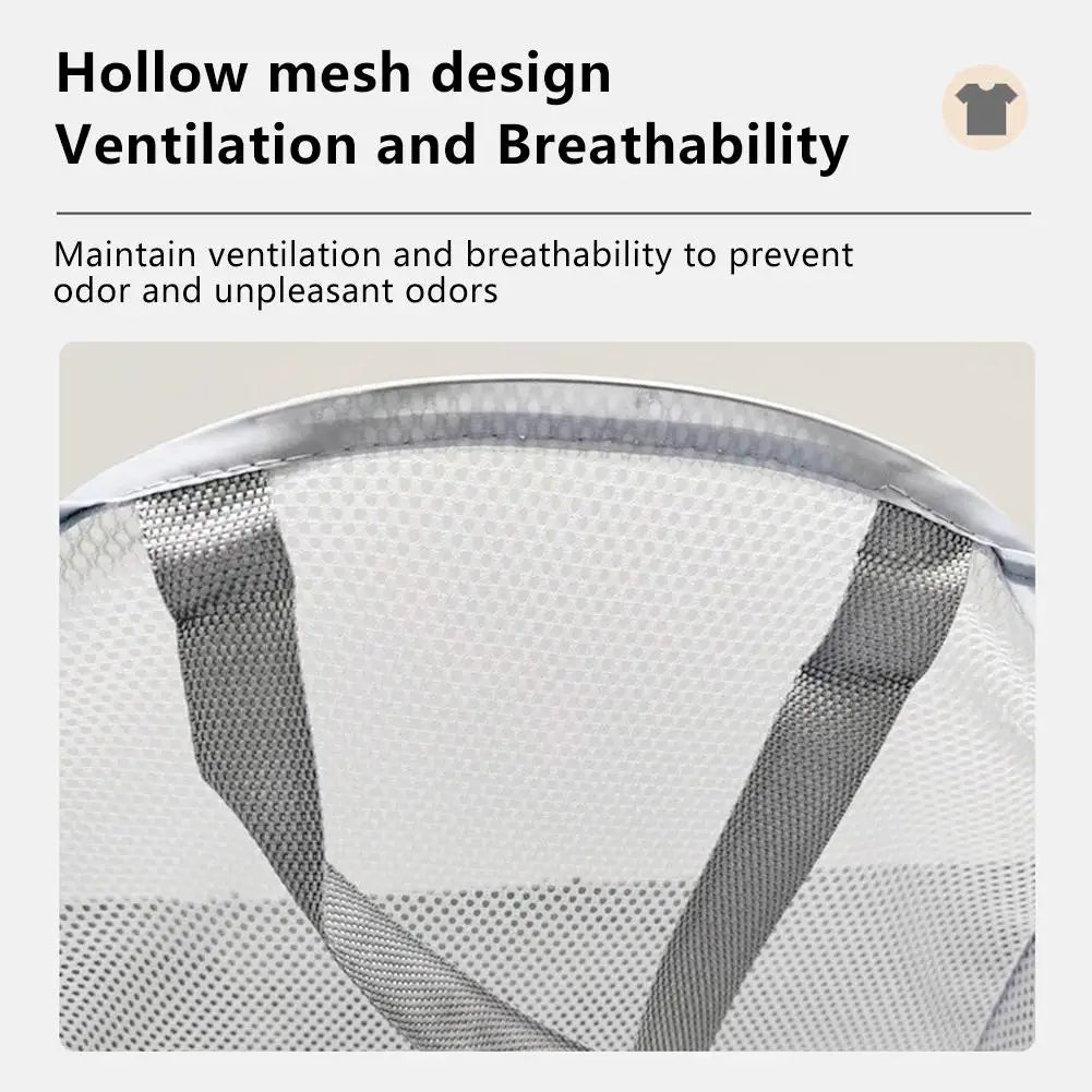 Folding Laundry Basket Organizer for Dirty Clothes Bathroom Clothes Mesh Storage Bag Household Wall Hanging Basket Frame Bucket