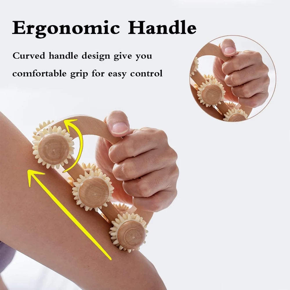 Manual Wooden Back Massage Roller Wood Massager Handheld Roller for Neck Leg Back Deep Tissue Muscle Massage Relax Body Shaping