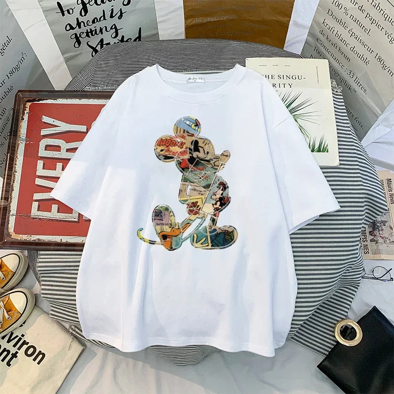 Anime Women Kawaii Mickey Mouse T Shirt Men Cute Minnie Mouse T-shirt Unisex Couple Tshirt Graphic Top Tees Male Female