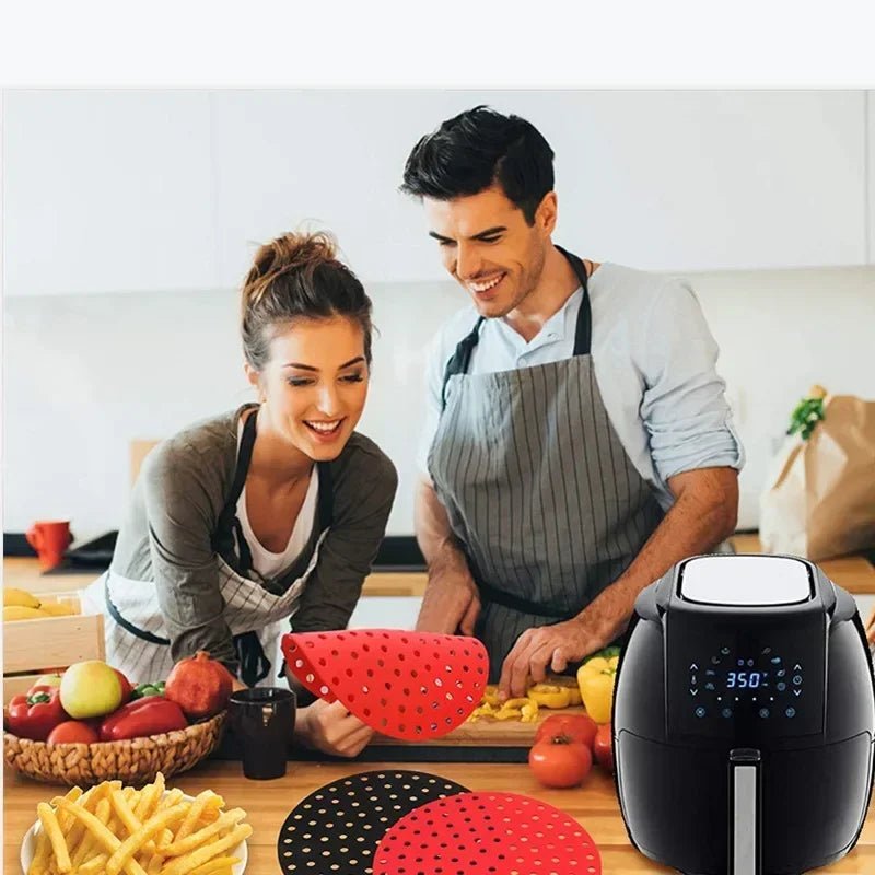 Food Grade Silicone Air Fryer Liner Non-stick Baking Mat Reusable Steamer Pad Baking Inner Liner Cooking Mat Kitchen Accessories