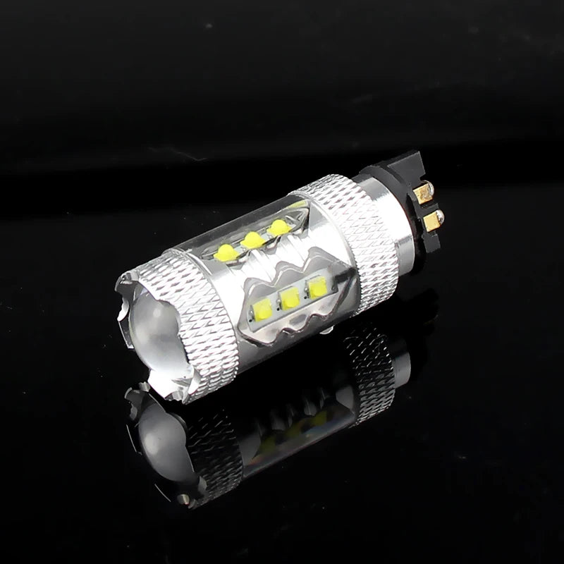 2PCS Amber Yellow White 80w PW24W PWY24W LED Bulbs For Audi A3 A4 A5 Q3 VW MK7 Golf CC Fusion Front Turn Signal Lights