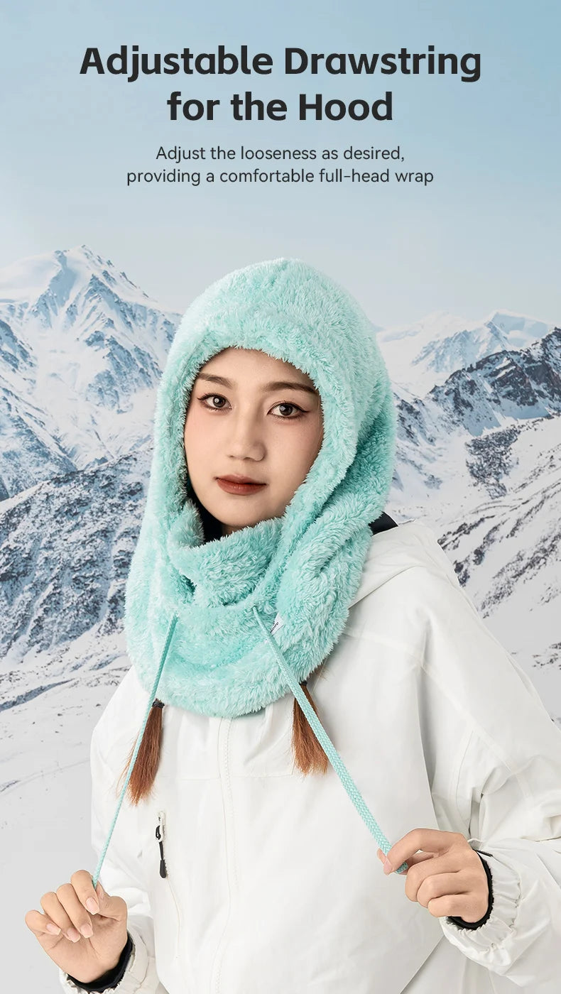 Qunature Skiing Mask Full Face Balaclava Hood Thicken Thermal Fleece Neck Protection Gaiter Winter Keep Warm Snowboarding Scarf