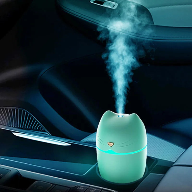 hot sale 350ml Cute Cat Air Humidifier Diffuser USB Mist Maker Mini Humidificador with night light