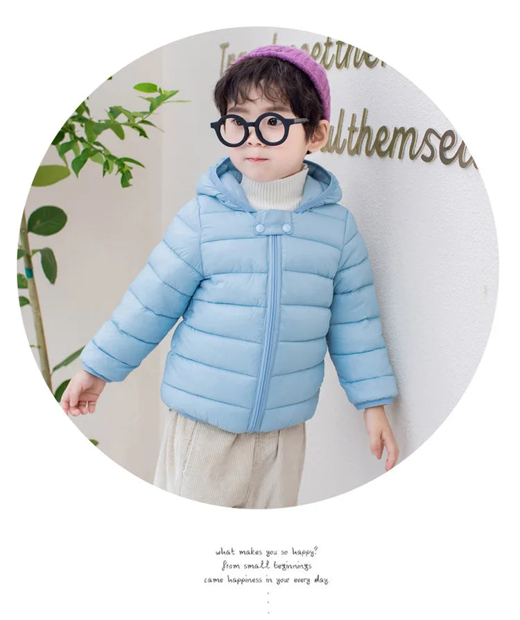 Cute Baby Girls Winter Clothes Kids Light Down Coats with Ear Hoodie Spring Girl Jacket Toddler Children Clothing for Boys Coat
