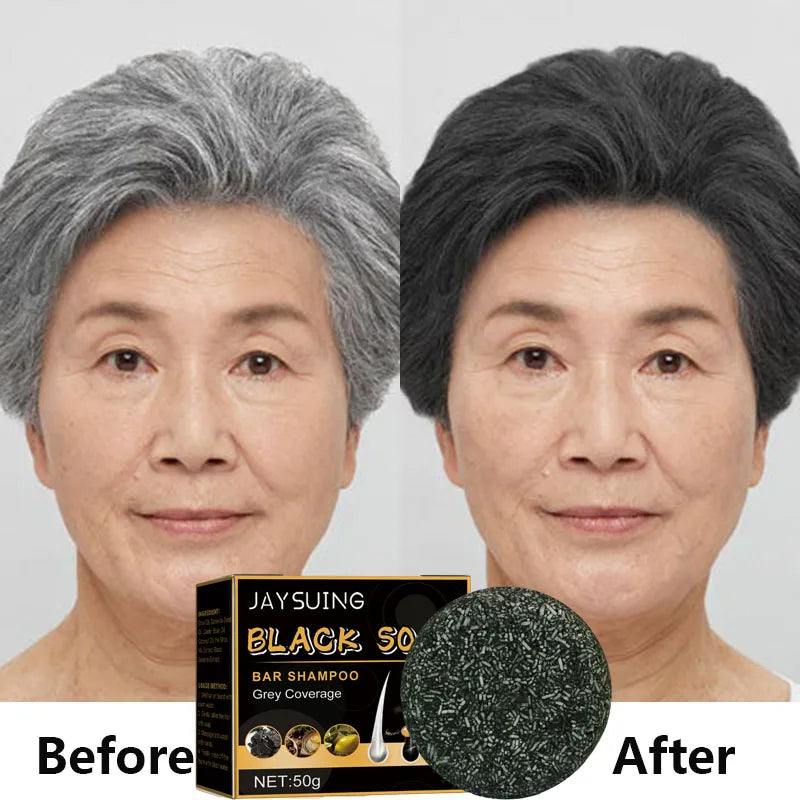 Grey Coverage Bar Shampoo Repair Gray White Hair Color Treatment Smoothing Nourishing Anti Dandruff Natural Hair Darkening Soap