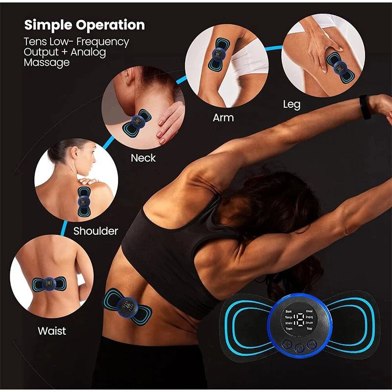 Rechargeable Electric Body Neck Massager Mini Cervical Waist Back Massage Patch Stimulator Massageador Portable Gel Pad Sticker