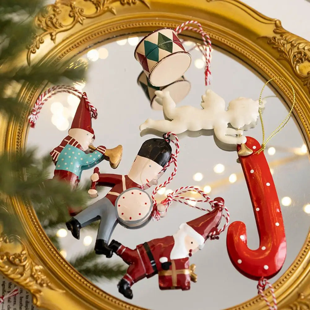 Christmas Pendant Exquisite Santa Claus Soldier Angel Shape Xmas Tree Hanging Ornaments for Festive Decoration