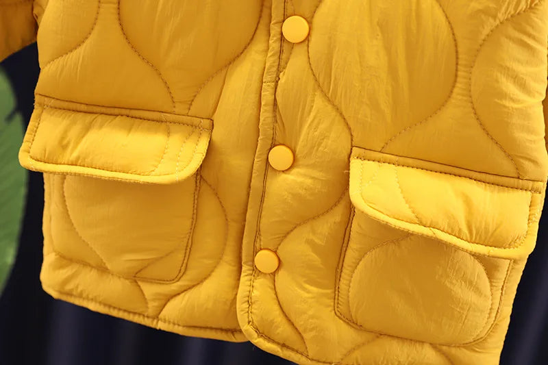 Autumn Winter Boy Girl Baby Solid Fashion Jacket Children Thick Warm All-match Tops Kid Cottom Simple Casual Coat Infant Clothes