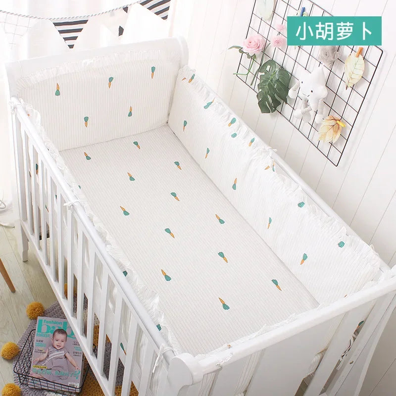 5pcs Crib Bumper Bedding Set Cotton Cute Print Sheet Cradle Side Protector Toddler Baby Room Accessories Bed Protection