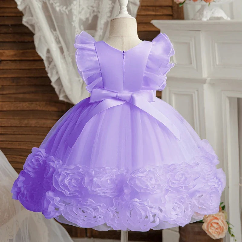 Cute Baby Girls Princess Dress for Party Toddler Summer Tutu Kids Wedding Birthday Dresses for 1-5Y Flower Girl Fluffy Gala Gown