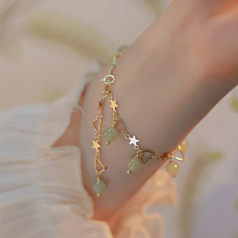 Gold Color Bracelet Set of Four Stainless Steel Sequins Rhinestone Bracelet Combination for Women Chain Bracelet Jewelry Gifts