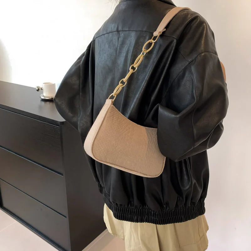 Fashion Felt Shoulder Bags For Women Women'S Subaxillary Bag Design Advanced Texture Armpit Handbags Purses Crescent Saddle Bag