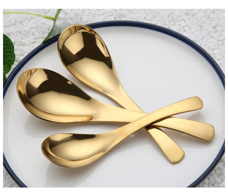Japanese Soup Spoon Kitchen Cooking Utensil Tools Creative Milk Stirring Dessert Spoon Stainless Steel Tableware Dinner Spoons