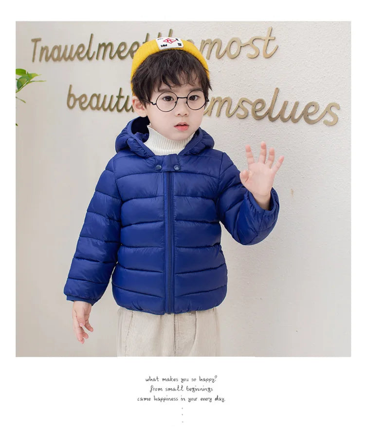 Cute Baby Girls Winter Clothes Kids Light Down Coats with Ear Hoodie Spring Girl Jacket Toddler Children Clothing for Boys Coat