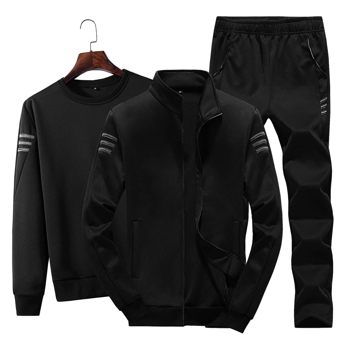 (M-5XL)Spring And Autumn New Korean Sweater Suit Men's Casual Sports Trend Three Piece Suit
