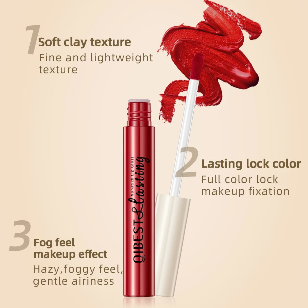 QIBEST 12pcs/set Waterproof Lip Gloss Long Lasting Velvet Nude Red Matte Liquid Lipstick Tint Makeup Cosmetic Lipsticks Lipgloss