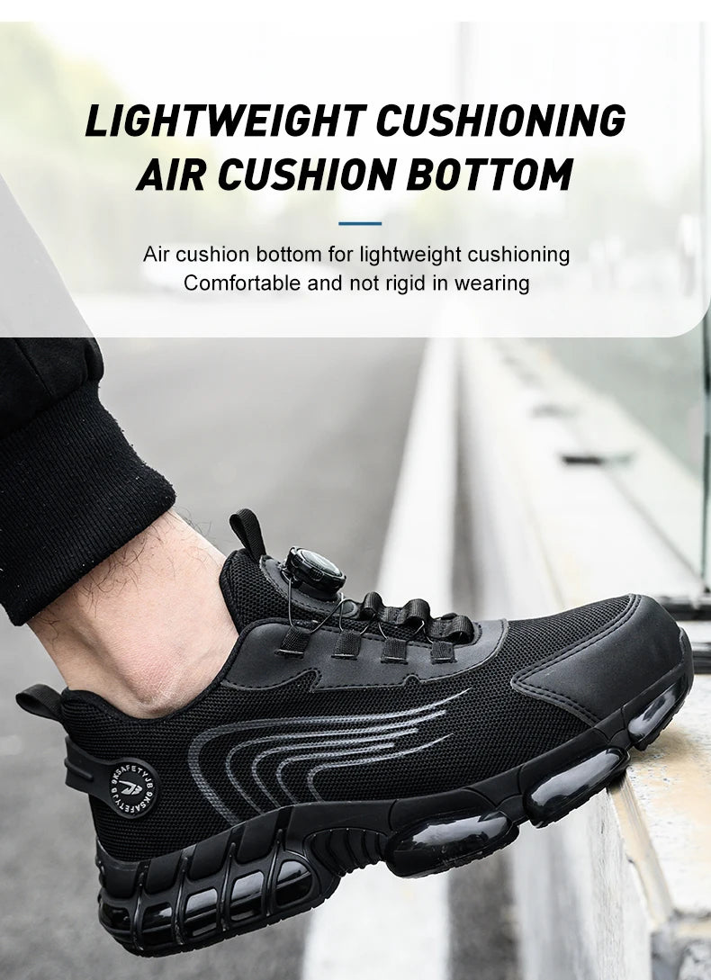 Rotating Button Safety Shoes Men Work Sneakers Indestructible Shoes Puncture-Proof Protective Shoes Work Boots Steel Toe Shoes