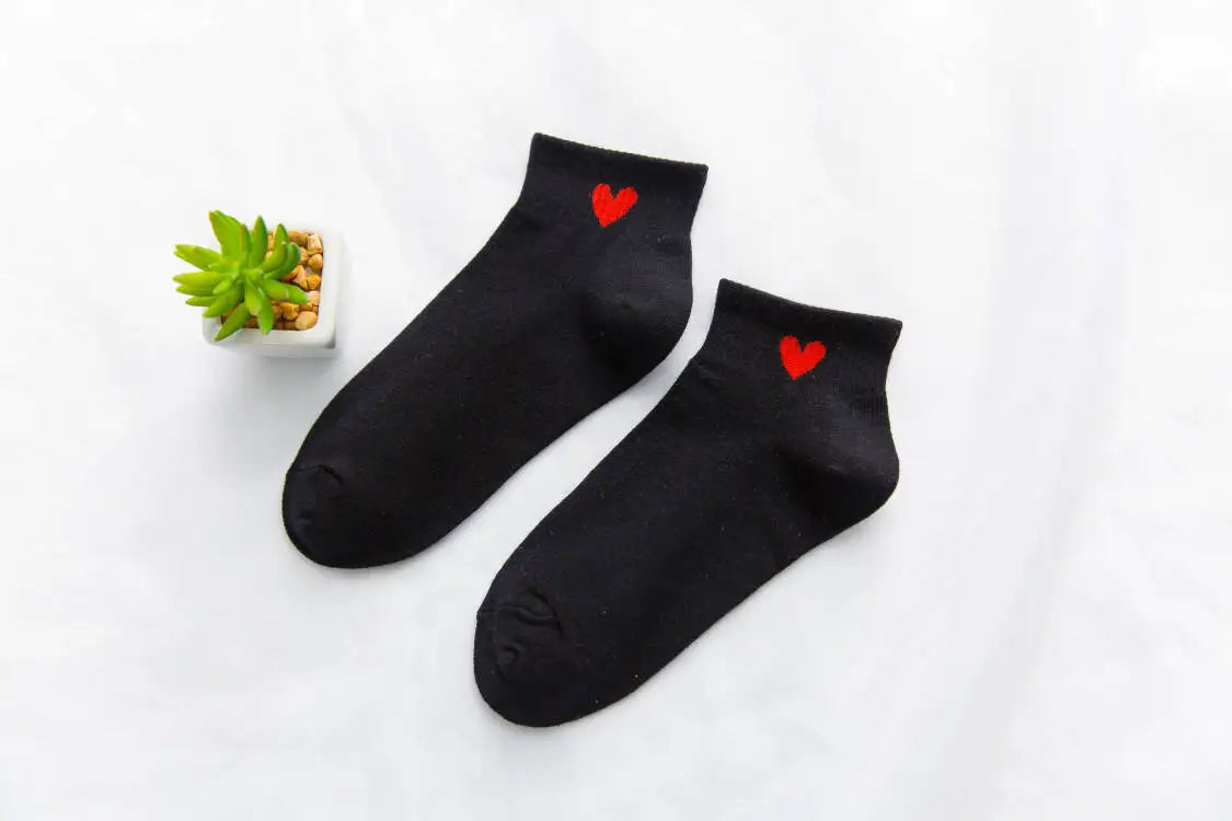 Spring and Autumn Love Women's Socks Casual Sports Short Boat Sock Cute Pure Cotton Ankle Socks Harajuku