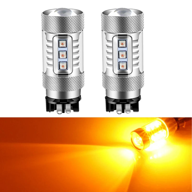 2PCS Amber Yellow White 80w PW24W PWY24W LED Bulbs For Audi A3 A4 A5 Q3 VW MK7 Golf CC Fusion Front Turn Signal Lights