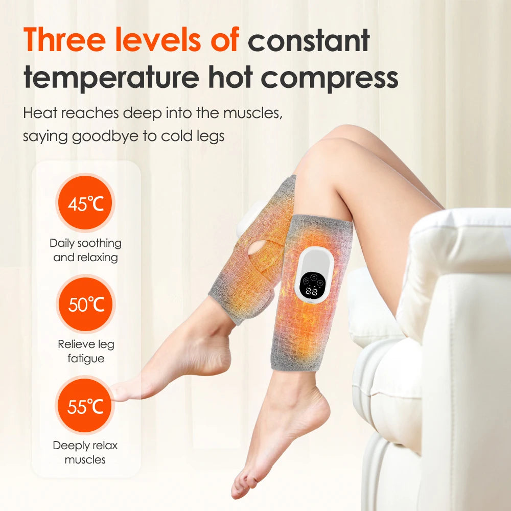 Electric Air Pressure Calf Massager Wireless Airbag Kneading Heating Foot Calf Muscle Massage Relaxation Blood Circulation