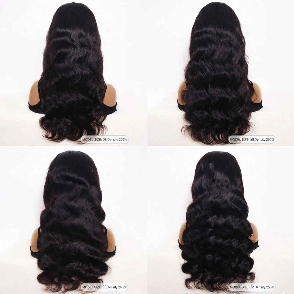 Body Wave 13x5 HD Transparent Lace Front 100% Human Hair Wig black 13x6 Lace Frontal Wigs 30 32 34 Inch Pre Plucked For Women
