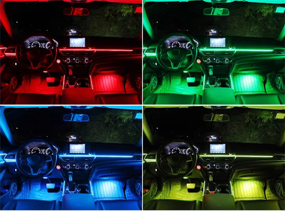 6/10/14/18 In 1 LED Dual Zone Symphony Streamer Car Ambient Light Interior RGB Neon Acrylic Strip Decoration Atmosphere Lamp 12V