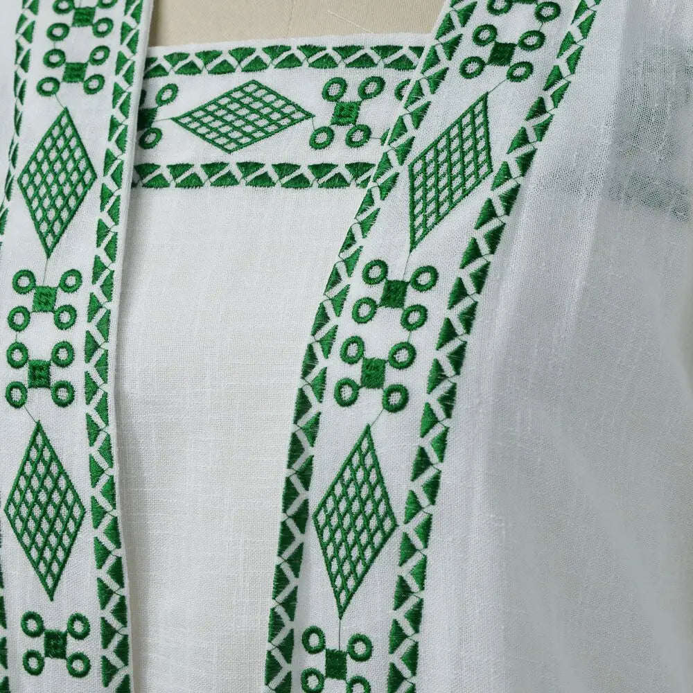 Elegant Embroidery Muslim Dress Ramadan Gurban Dubai Arab Two Piece Set Middle East Turkey Slash-Neck Fashion Abaya Clothing