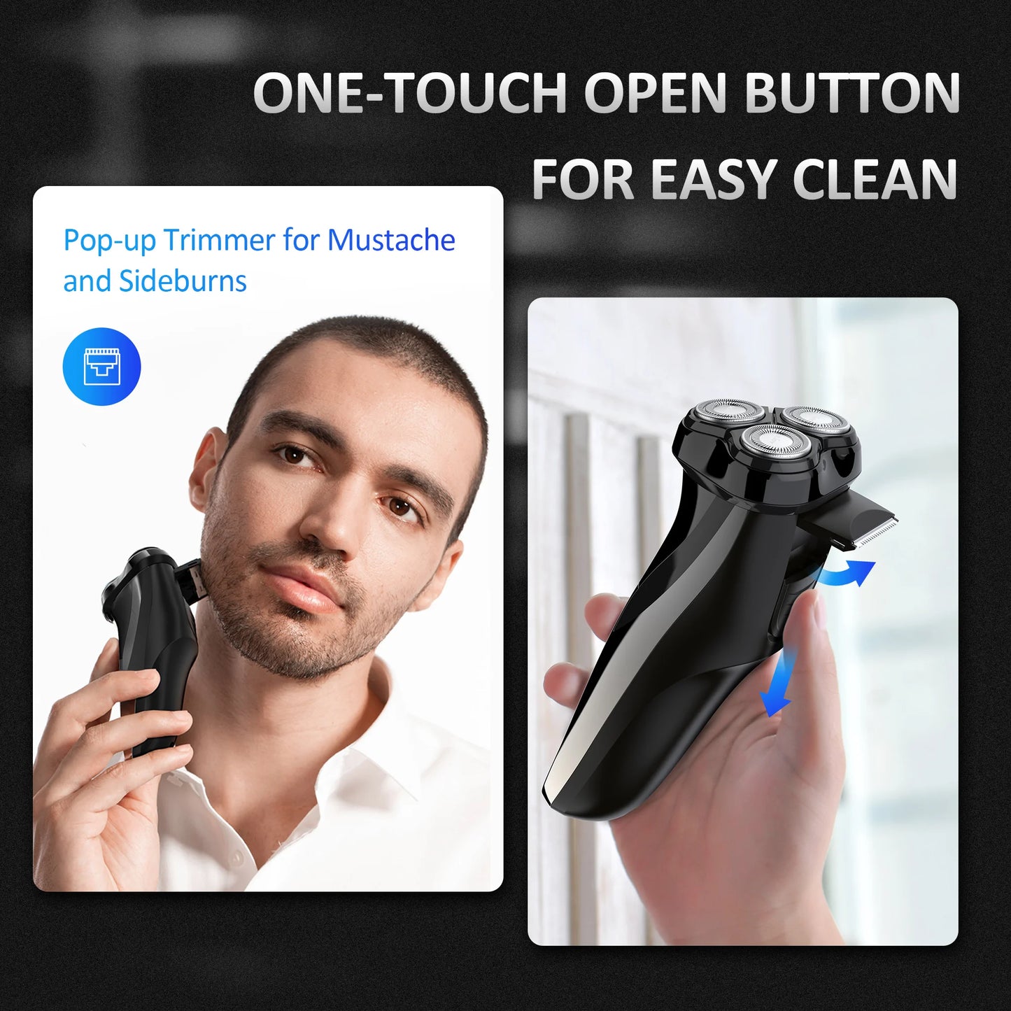 2 in 1 Electric Shaver 3D Men Razor Beard Trimmer With LCD Display IPX7 Waterproof USB Rechargeable Electric Shaving Machine