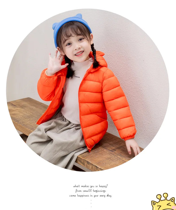 Cute Baby Girls Winter Clothes Kids Light Down Coats with Ear Hoodie Spring Girl Jacket Toddler Children Clothing for Boys Coat
