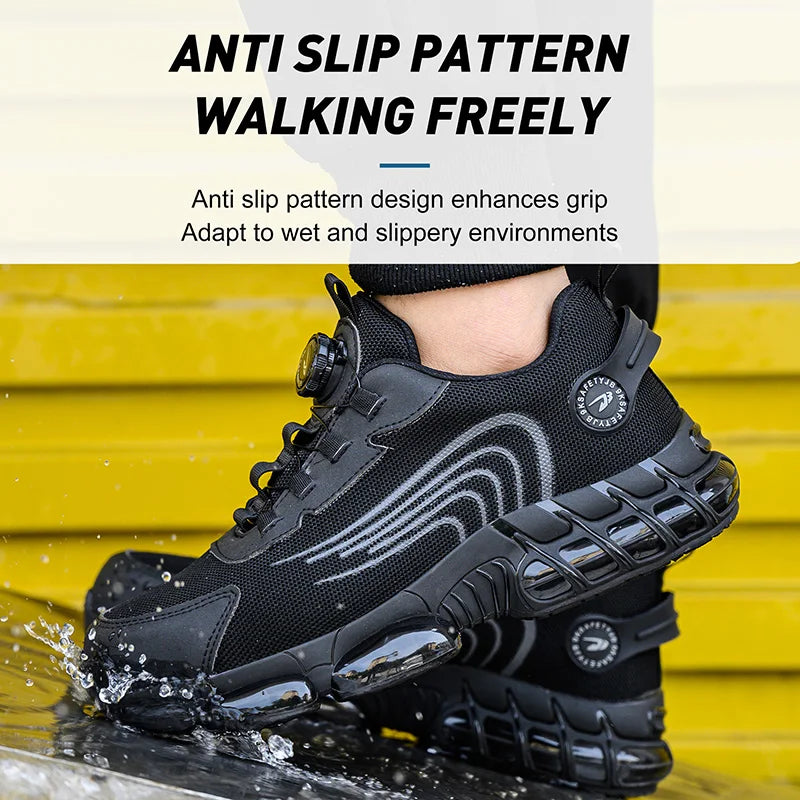 Rotating Button Safety Shoes Men Work Sneakers Indestructible Shoes Puncture-Proof Protective Shoes Work Boots Steel Toe Shoes