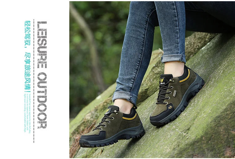 High Quality Outdoor Walking Sneakers Rubber Sole Suede Leather Men Hiking Shoes Durable Leather Climbing Shoes Zapatillas 36-47