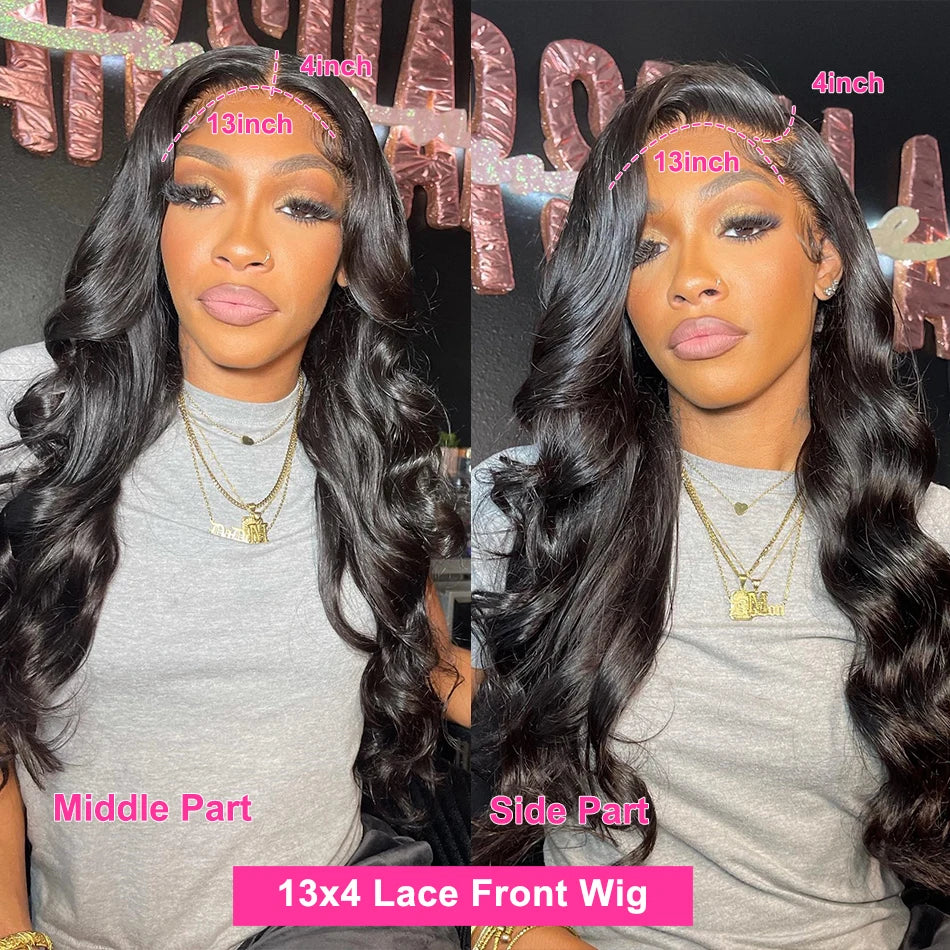 Body Wave 13x5 HD Transparent Lace Front 100% Human Hair Wig black 13x6 Lace Frontal Wigs 30 32 34 Inch Pre Plucked For Women