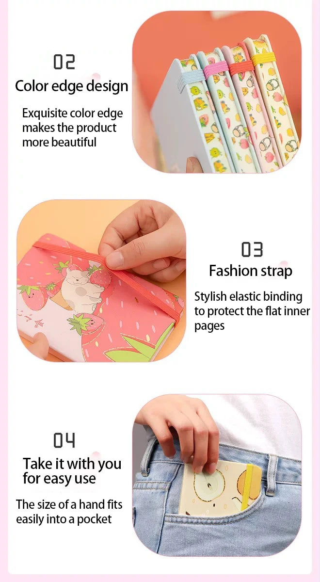 Cartoon a7 binding hardcover student Pocket This cute little notebook with hot gold and color border portable notepad