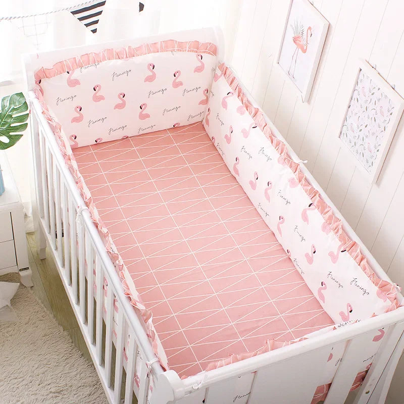 5pcs Crib Bumper Bedding Set Cotton Cute Print Sheet Cradle Side Protector Toddler Baby Room Accessories Bed Protection