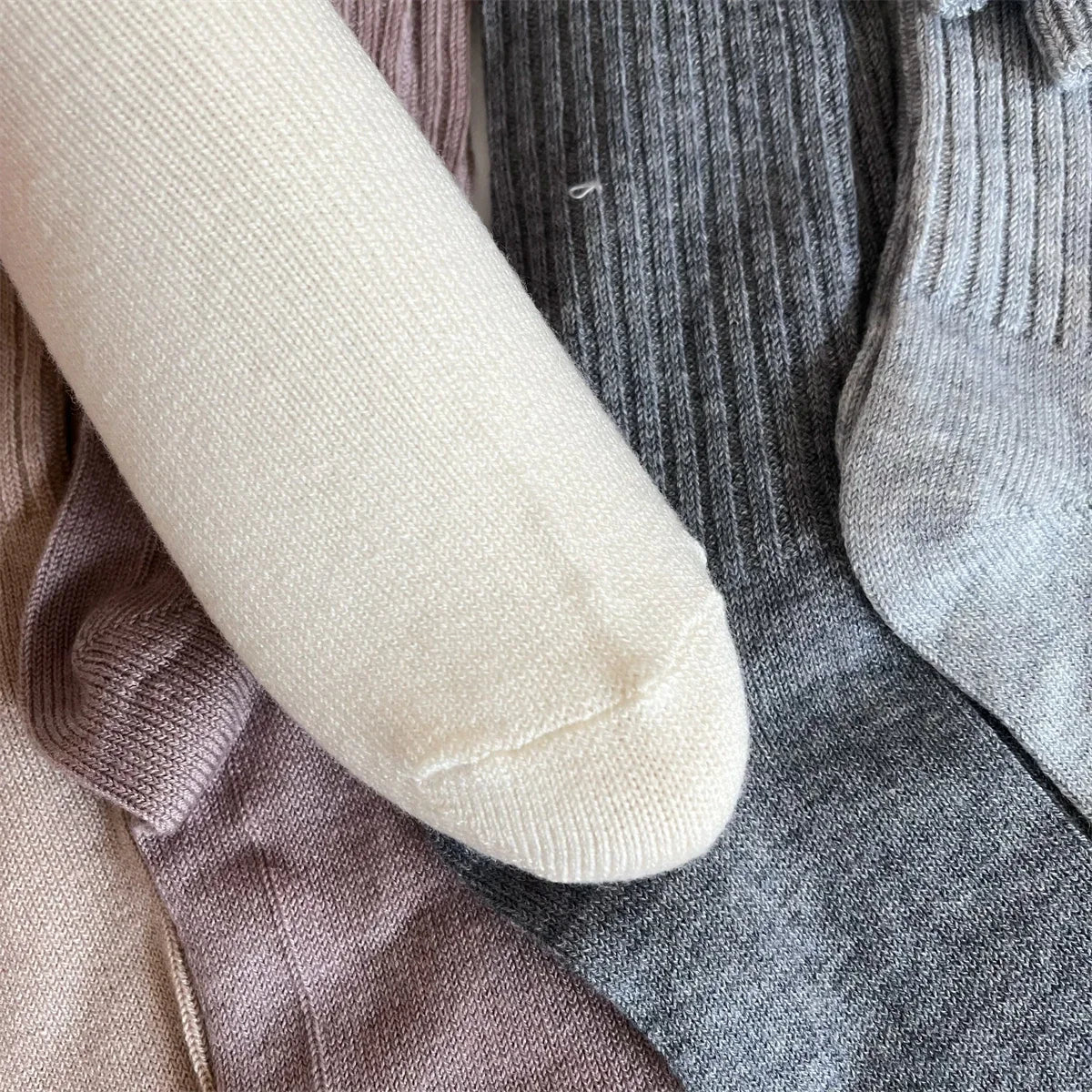 Soft Wool Long Socks Women Autumn Winter Cashmere Solid Knitted Stocking Skinny Casual Knee High Fluffy Warm Thicken Girls Socks