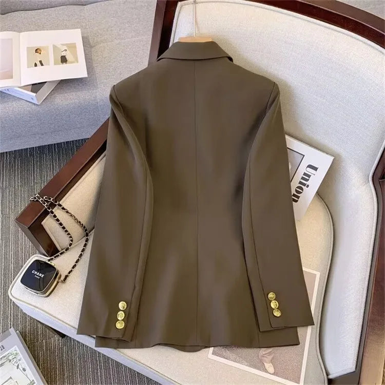Office Lady Slim Blazer for Women, Long Sleeve Coats, Black Jackets, Casual Outerwear, Fall, Winter Fashion, 2023