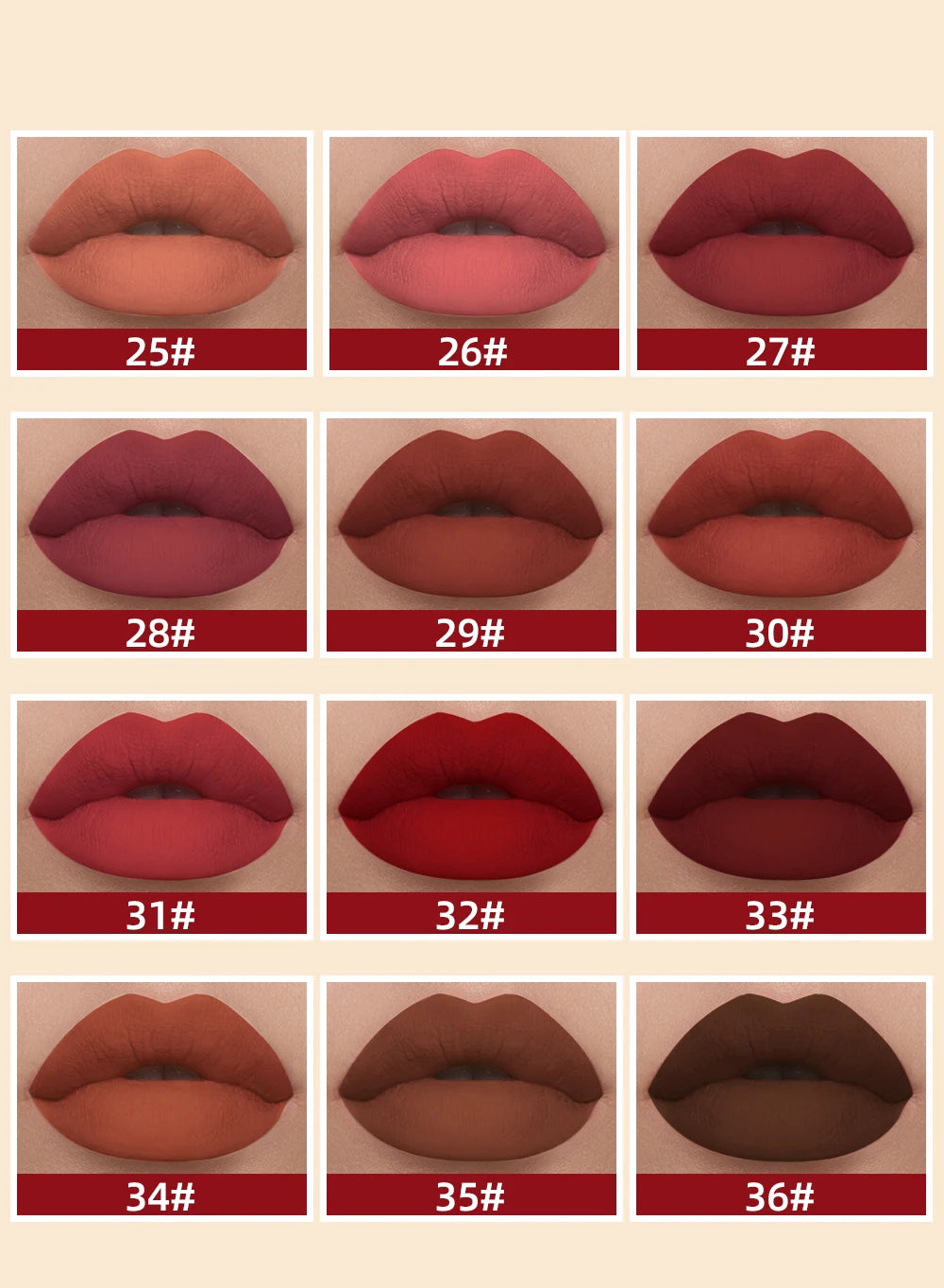 QIBEST 12pcs/set Waterproof Lip Gloss Long Lasting Velvet Nude Red Matte Liquid Lipstick Tint Makeup Cosmetic Lipsticks Lipgloss