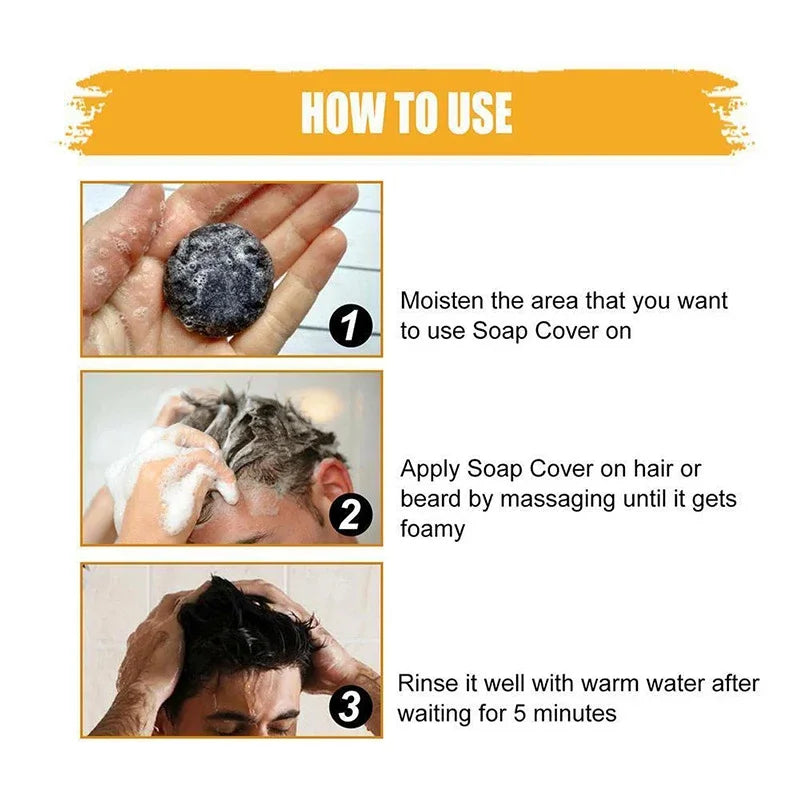 50g Black Hair Darkening Soap Shampoo Bar Fast Effective Repair Gray White Color Dye Hair Body Natural Product 2024 New