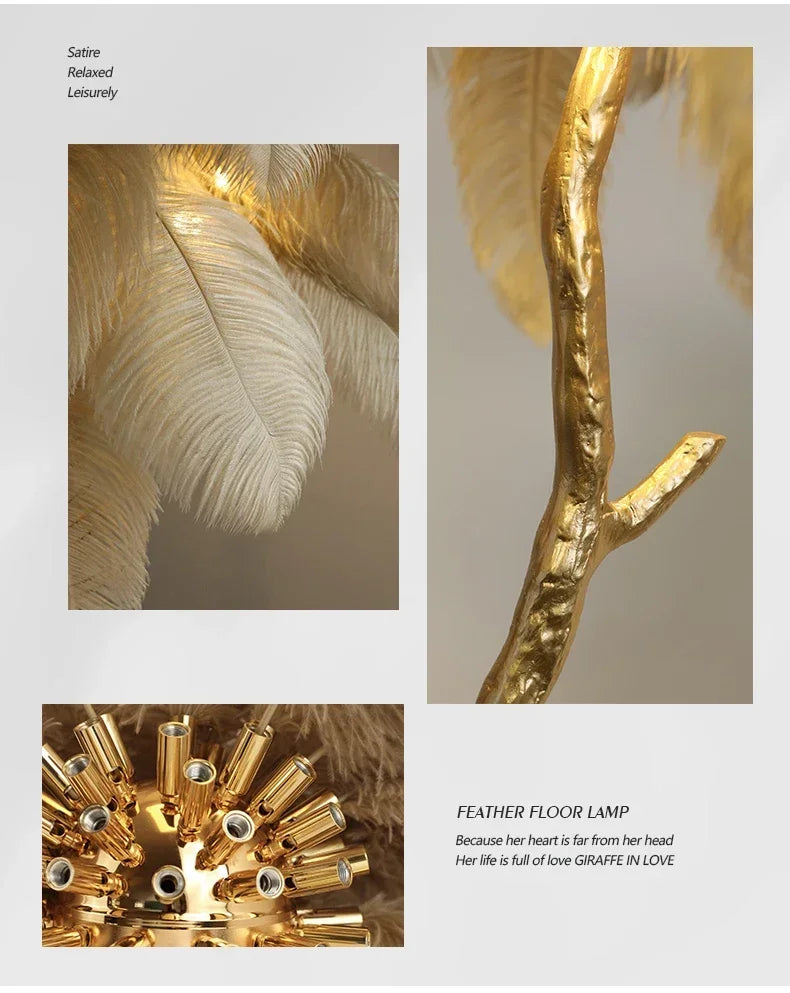 Nordic Feather Floor Lamp Light Luxury Internet Celebrity Ostrich Ins Live Broadcast Room Decoration Atmosphere Table