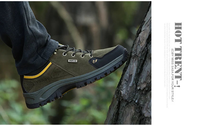High Quality Outdoor Walking Sneakers Rubber Sole Suede Leather Men Hiking Shoes Durable Leather Climbing Shoes Zapatillas 36-47