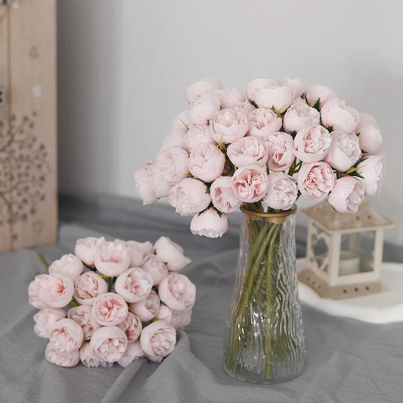 Peony Artificial Flowers Silk Bouquet 27 heads Roses Fake Flower for Table Vase Arrange Home Wedding Decoration Flowers